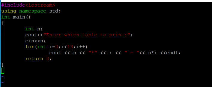 Solved Write a program that displays the times table for an | Chegg.com