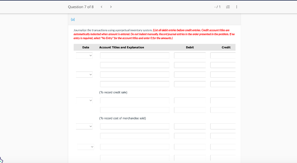 Solved Crane Hardware Store completed the following