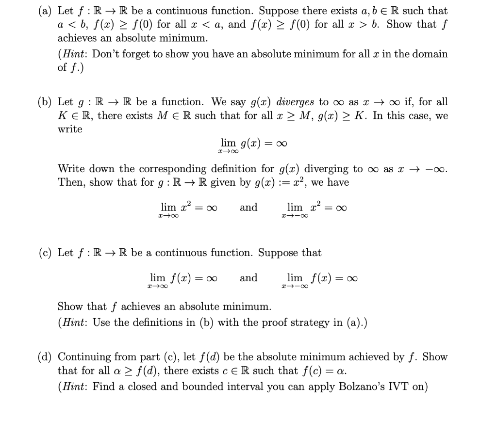 Solved (a) Let F: R+R Be A Continuous Function. Suppose | Chegg.com