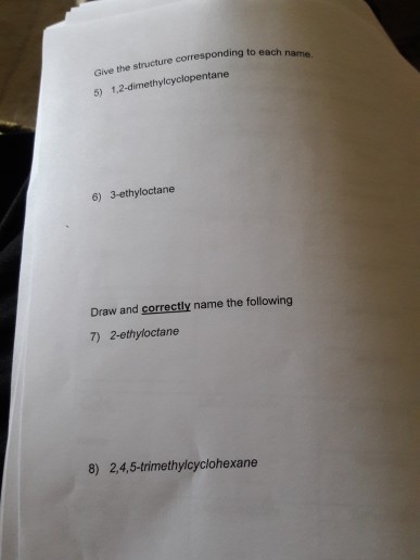 Solved Give The IUPAC Name For Each Compound 2) Give The | Chegg.com