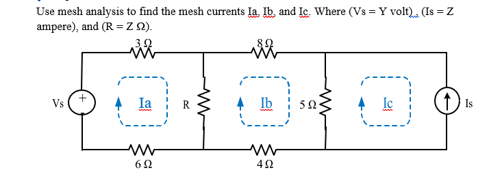 Solved Use mesh analysis to find the mesh currents Ia, Ib, | Chegg.com