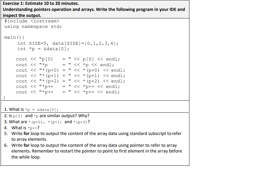 Solved Exercise 1: Estimate 10 to 20 minutes. Understanding | Chegg.com