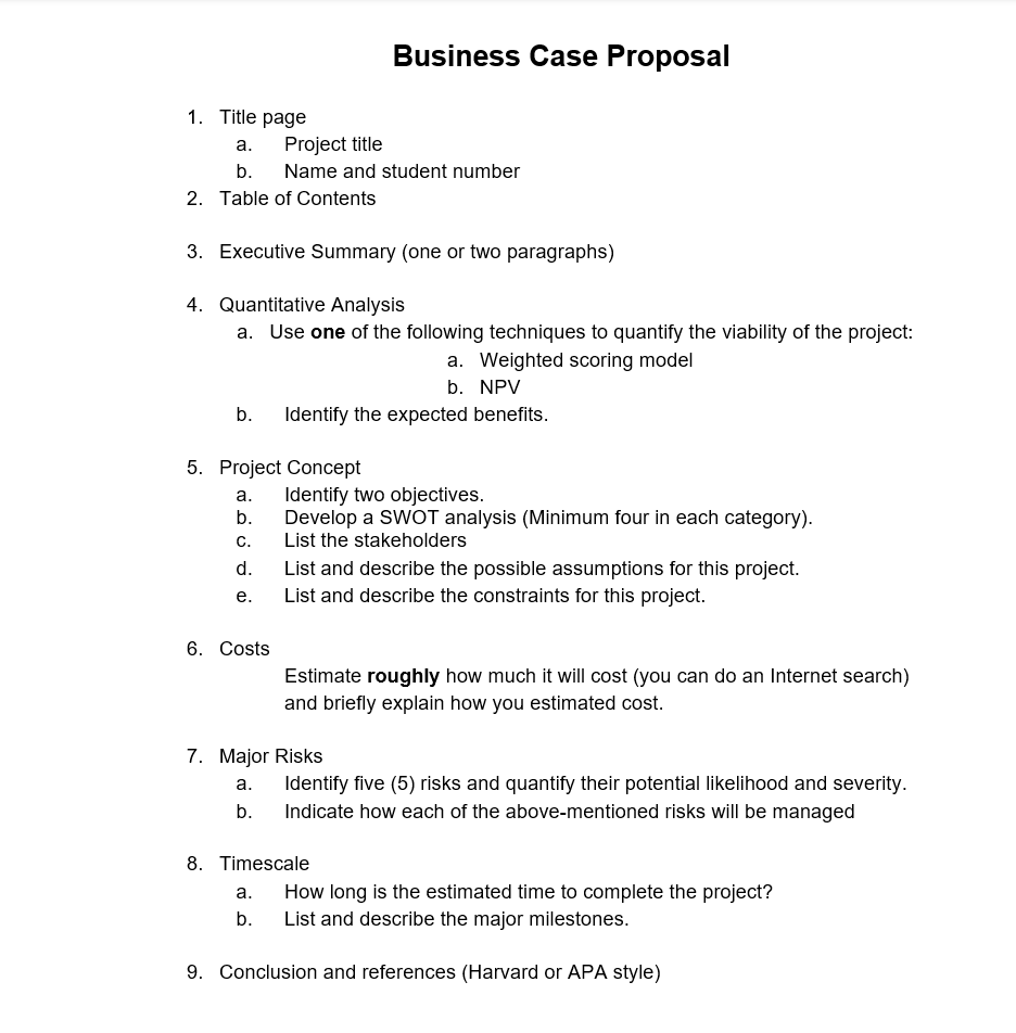 Solved Preparing A Business Case / Project Proposal This | Chegg.com