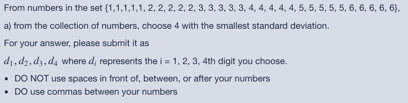 the set of numbers is 0 1 2 3 4 5