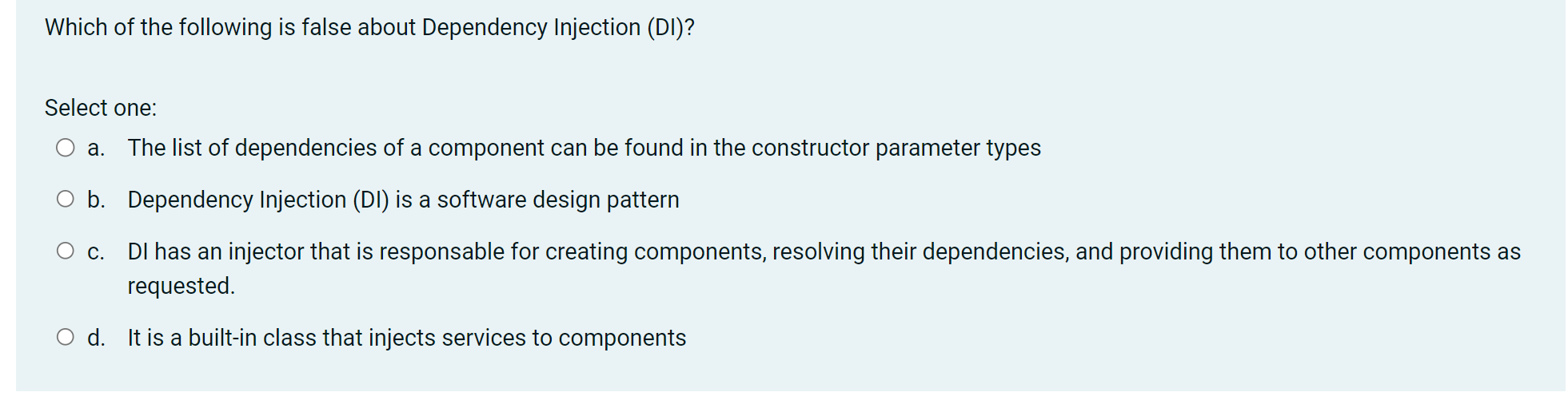 Solved Given the following statement: constructor (private | Chegg.com