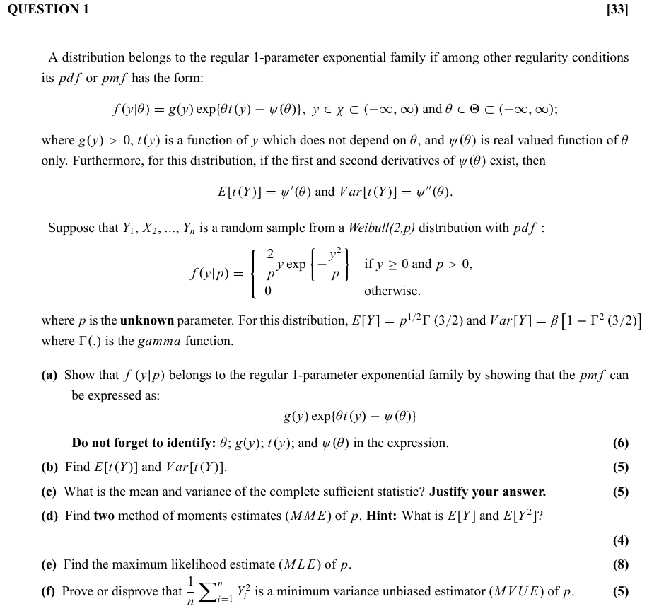 Solved Question 1 33 A Distribution Belongs To The Regu Chegg Com
