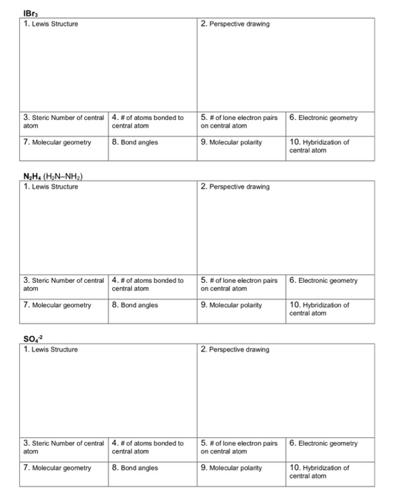 Solved IBra 1. Lewis Structure 2. Perspective drawing 3. | Chegg.com