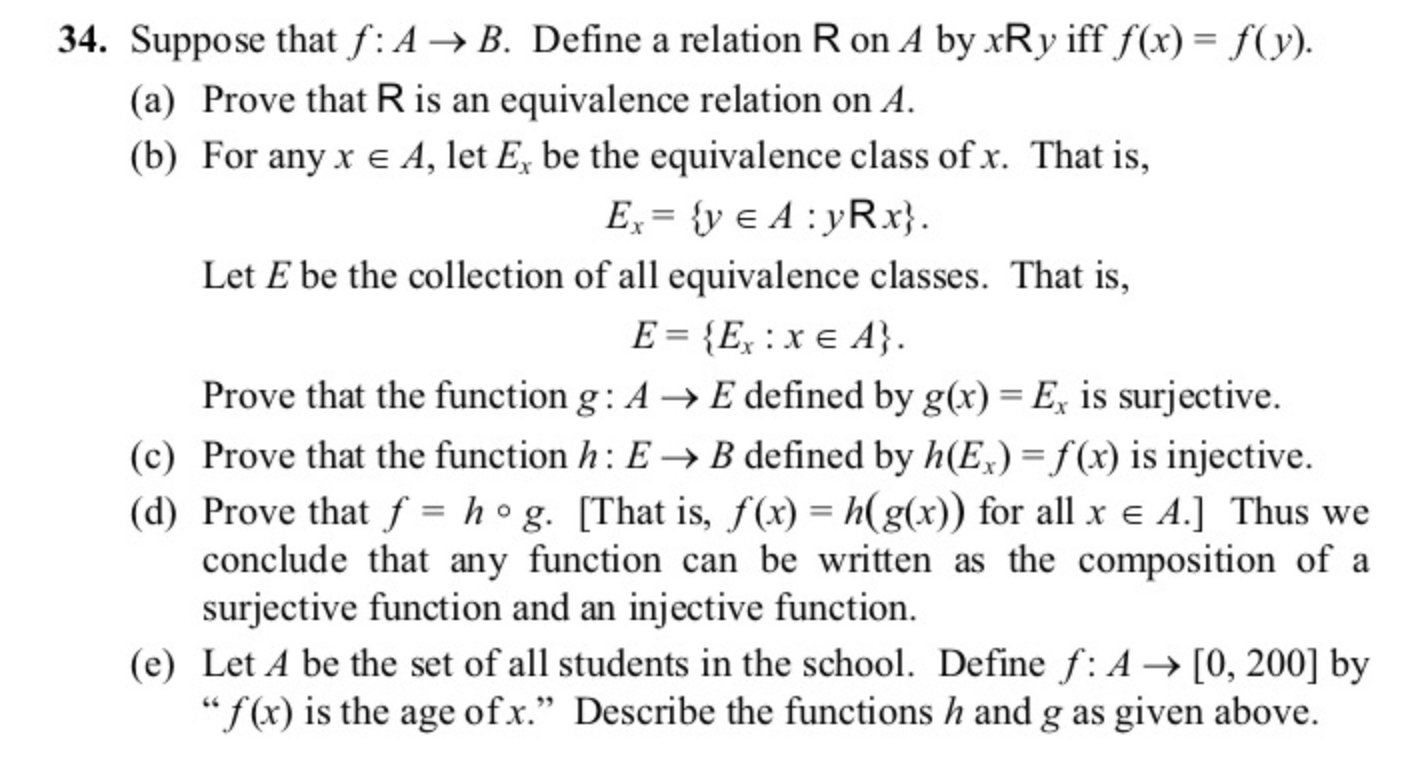 Solved 4 Suppose That Fa→b Define A Relation R On A By 3480