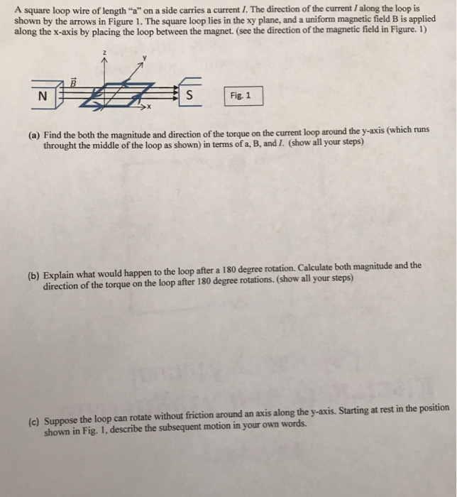 Solved A Square Loop Wire Of Length A On A Side Carries A 8879