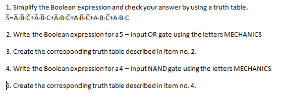 Solved 1. Simplify the Boolean expression and check your | Chegg.com