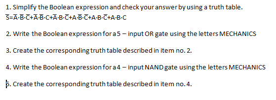 Solved 1. Simplify The Boolean Expression And Check Your | Chegg.com