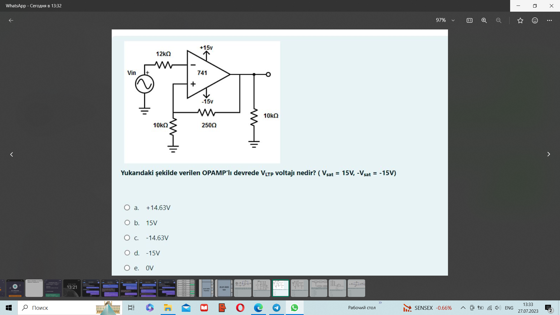 Solved Yukarıdaki şekilde verilen OPAMP'lı devrede VLTP | Chegg.com