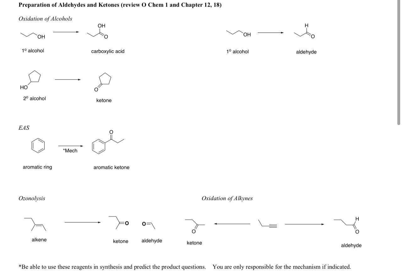 Solved Preparation Of Aldehydes And Ketones (review 0 Chem 1 | Chegg ...