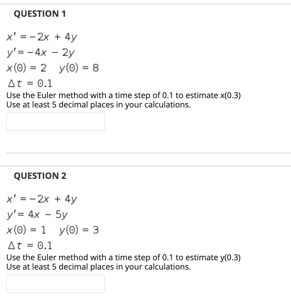 Solved Question 1 X 2x 4y Y 4x 2y X 0 2 Y 0 Chegg Com