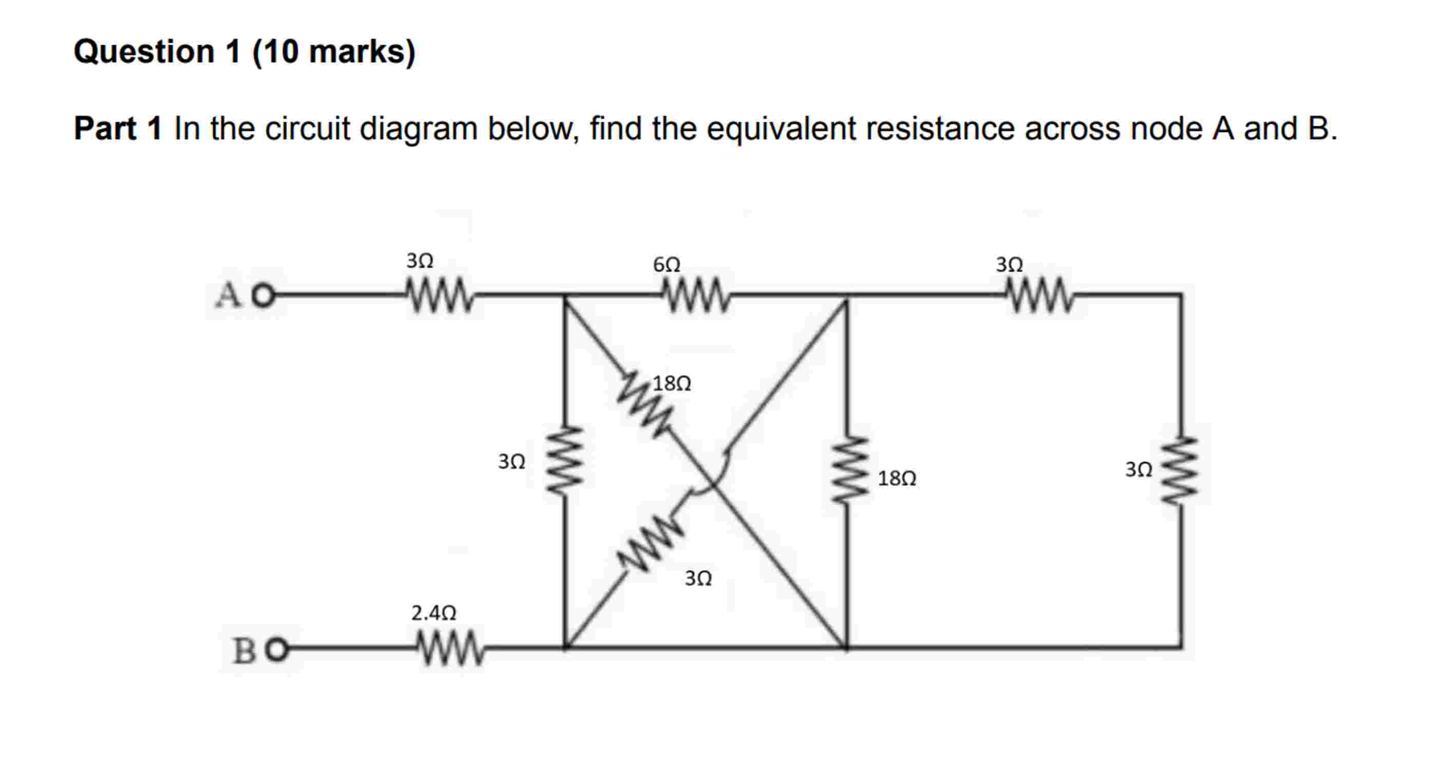 Solved Question 1 (10 ﻿marks)Part 1 ﻿In the circuit diagram | Chegg.com