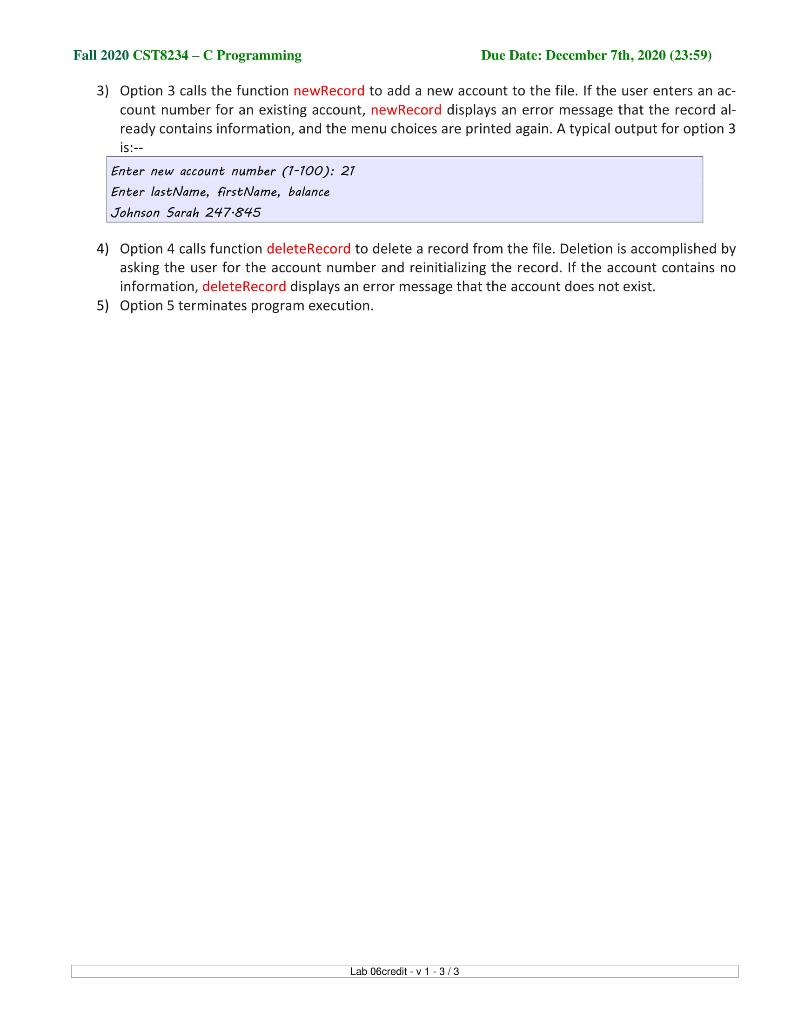 Solved Fall 2020 CST8234 - Programming Due Date: December | Chegg.com