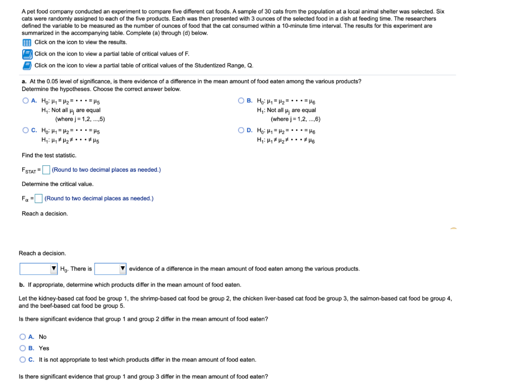 Solved A pet food company conducted an experiment to compare