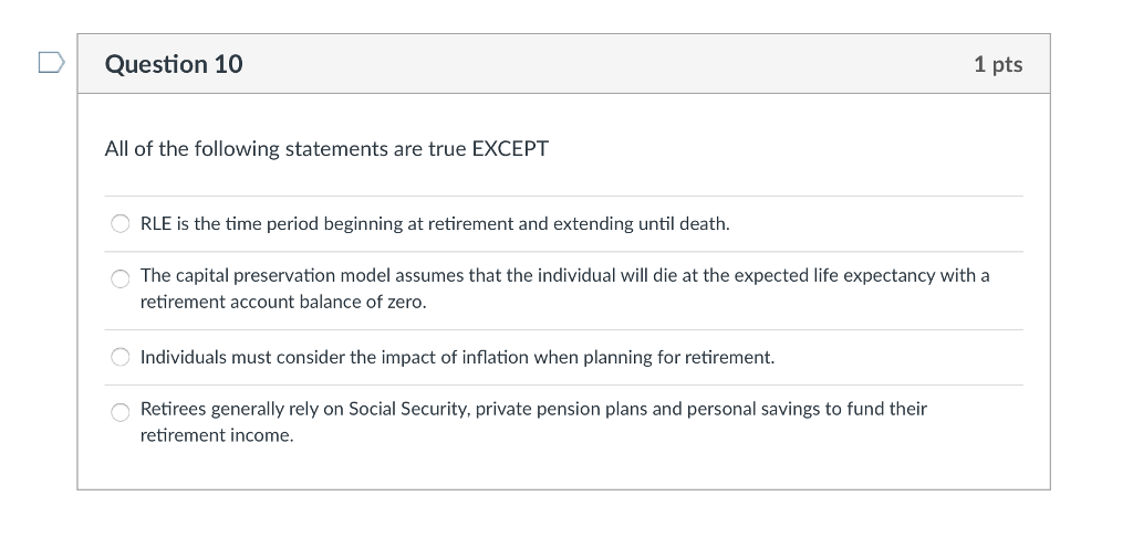 Solved Question 6 1 pts The average retiree receives income | Chegg.com