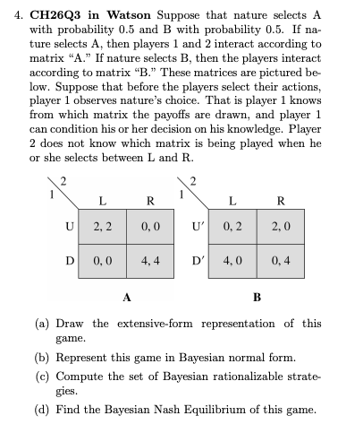 Ch Q In Watson Suppose That Nature Selects A Chegg Com