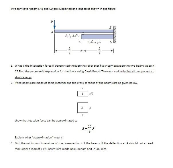 Two cantilever beams AB and CD are supported and | Chegg.com