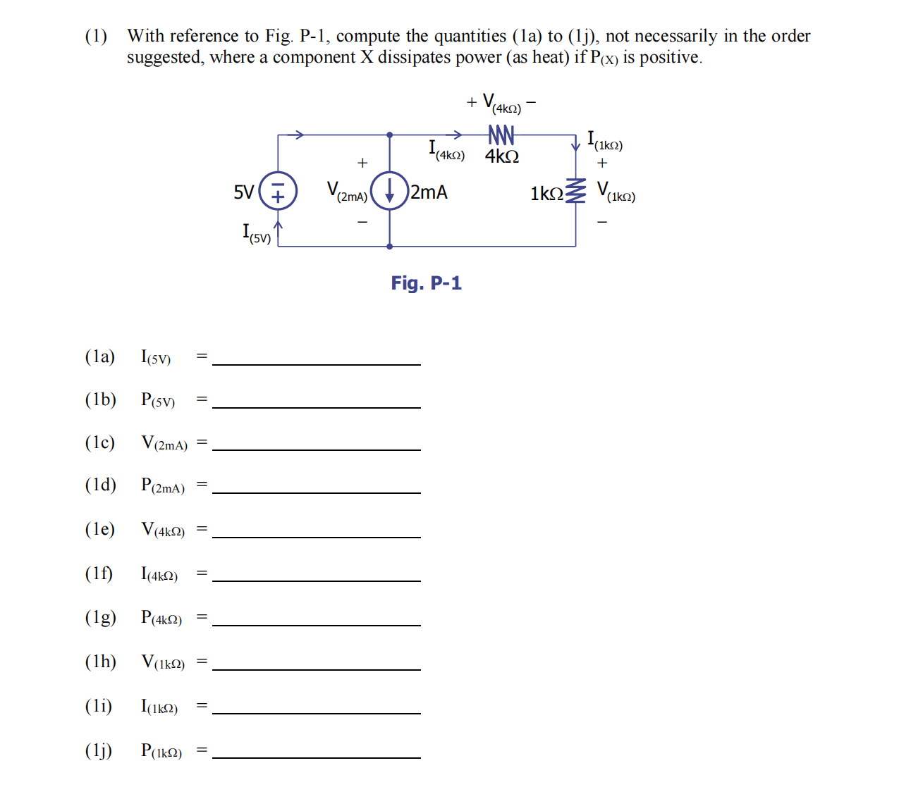 Solved 1) With Reference To Fig. P-1, Compute The Quantities | Chegg.com