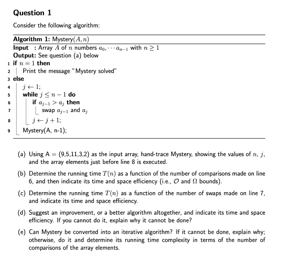 Solved Question 1 Consider The Following Algorithm 2 Alg Chegg Com