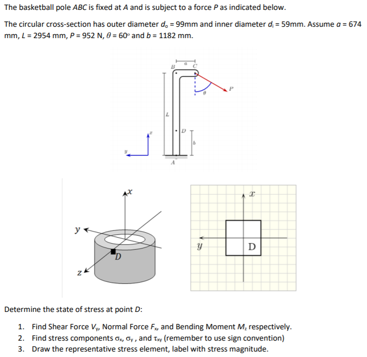 Solved The basketball pole ABC is fixed at A and is subject