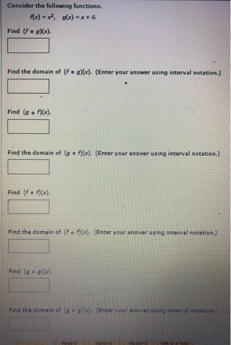 Solved Consider The Following Functions Rx X2 G X X 6