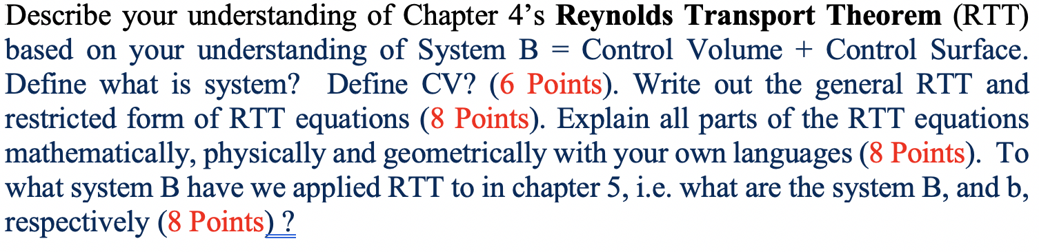 Solved Describe Your Understanding Of Chapter 4’s Reynolds | Chegg.com