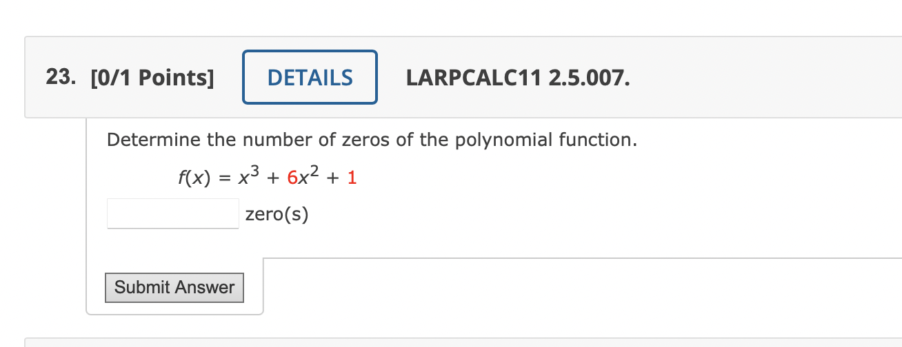 in polynomial px 6x 2 7x 3 the number of zeros is