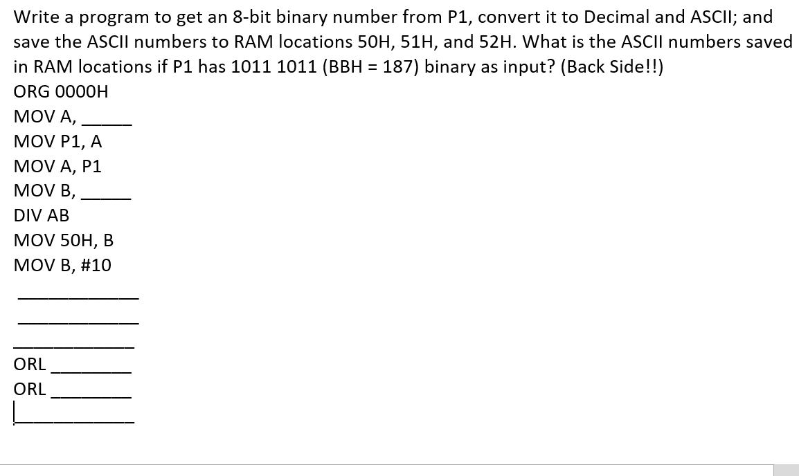 Write A Program To Get An 8-bit Binary Number From | Chegg.com