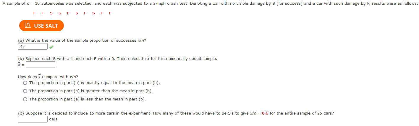 Solved (a) What is the value of the sample proportion of | Chegg.com