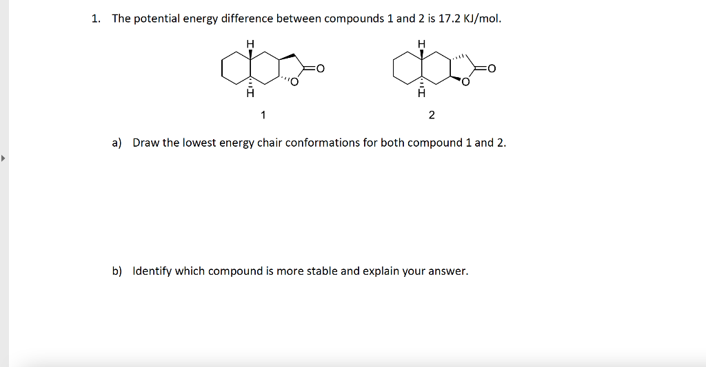 Solved 1. The Potential Energy Difference Between Compounds | Chegg.com