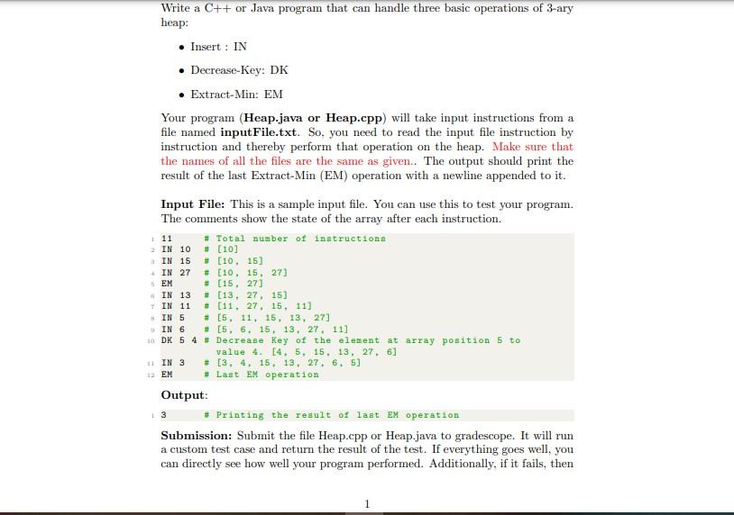 Solved Write a C++ or Java program that can handle three | Chegg.com