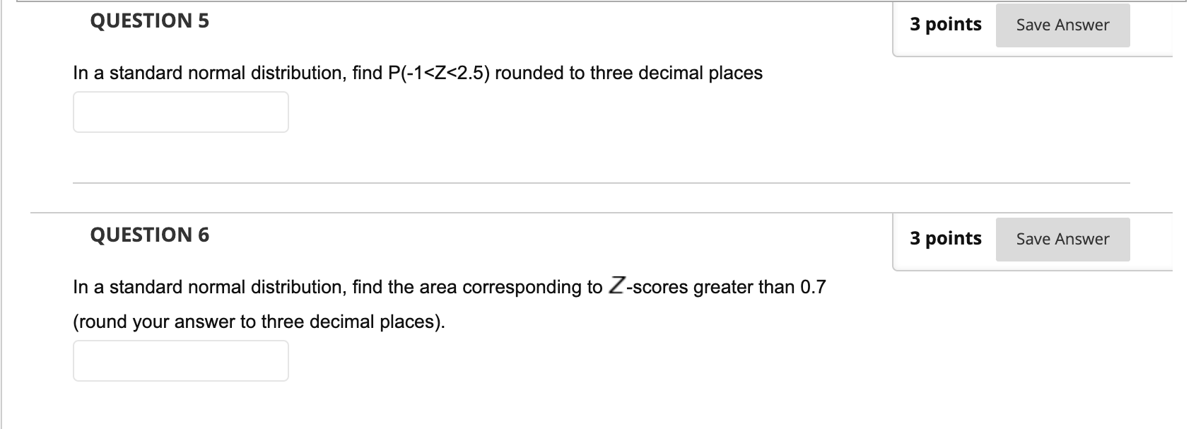 Solved QUESTION 5 3 points Save Answer In a standard normal | Chegg.com