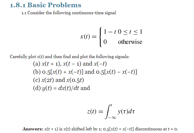 Consider The Example Problem Solved 1.8.1 Basic Problems 1.1 Consider the following | Chegg.com