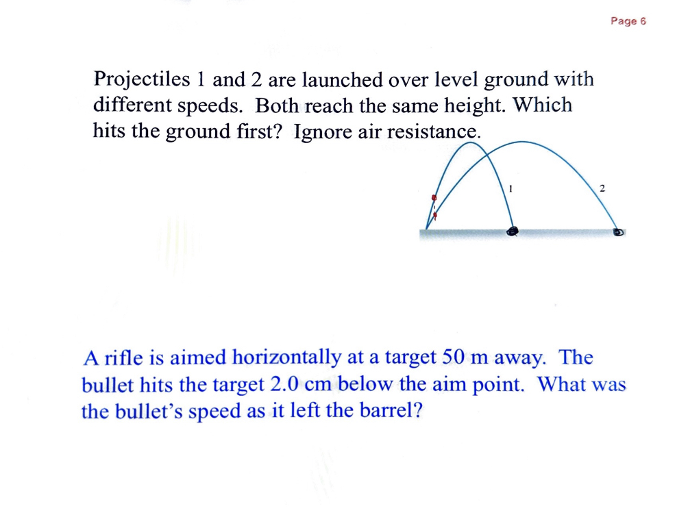 Solved Projectiles 1 And 2 Are Launched Over Level Ground | Chegg.com