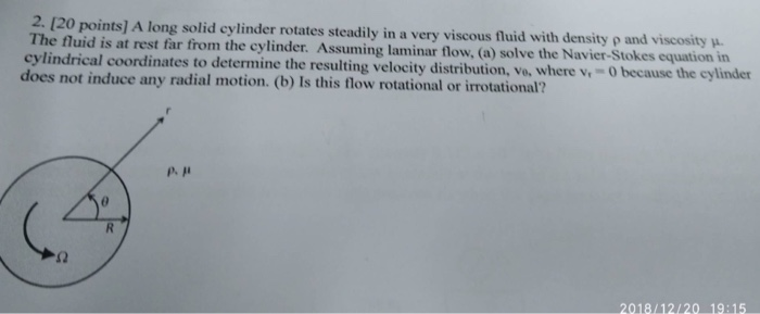 Solved 2. 120 points] A long solid cylinder rotates steadily | Chegg.com