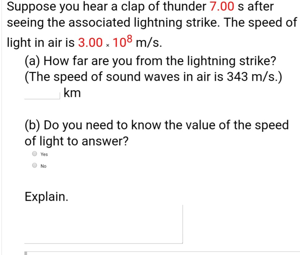 Solved Suppose you hear a clap of thunder 7.00 s after | Chegg.com