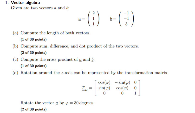 Solved 1. Vector Algebra Given Are Two Vectors A And B: 2 -- | Chegg.com