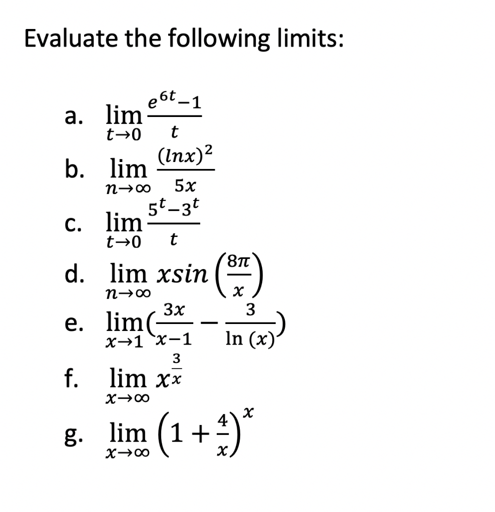 Solved et? dt 1 $ lim X1 1 Ꮖ х In