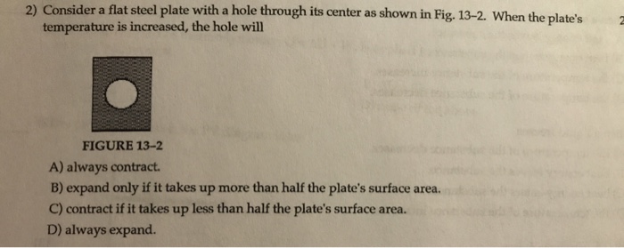 Solved 2) Consider a flat steel plate with a hole through | Chegg.com