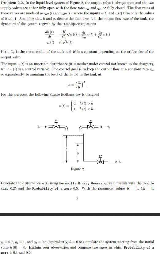 Problem 2.2. In the liquid-level system of Figure 2, | Chegg.com