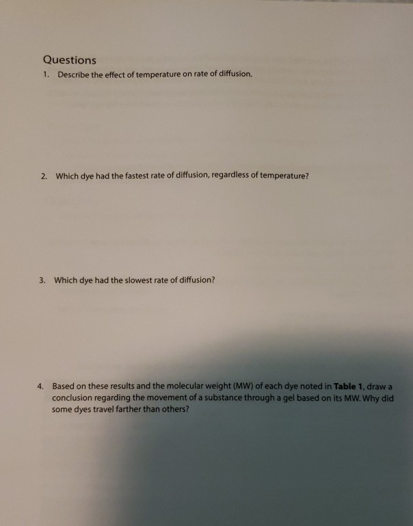 the effect of temperature on the rate of diffusion experiment