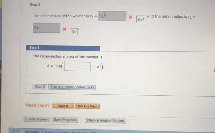 Solved Tutorial Exercise Find The Volume V Of The Solid O Chegg Com