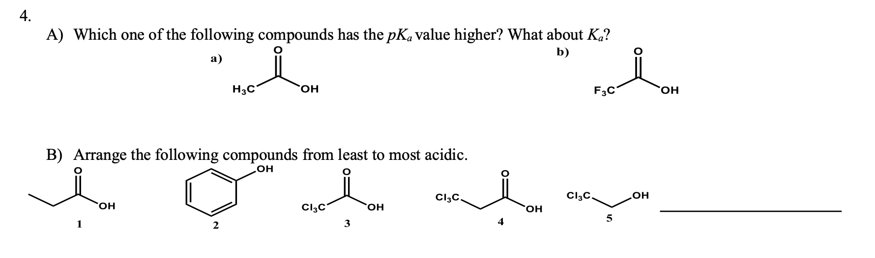 Solved B) Arrange the following compounds from least to most | Chegg.com