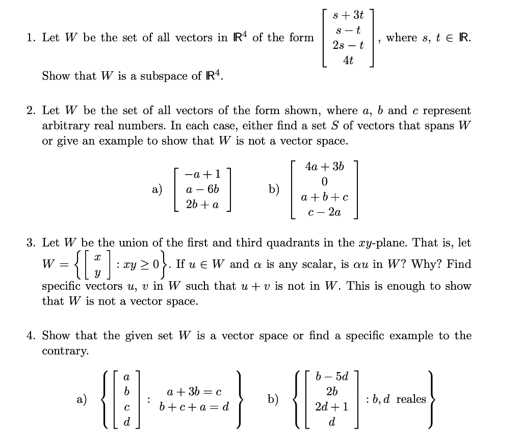 Solved Let W Be The Set Of All Vectors In R Of The Form Chegg Com