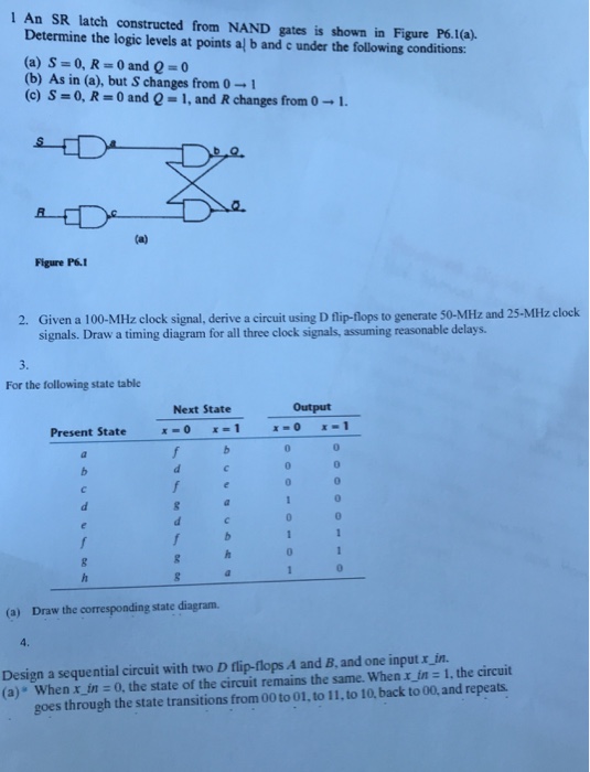 Solved 1 An SR latch constructed from NAND gates is shown in | Chegg.com