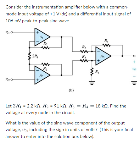 Solved Consider The Instrumentation Amplifier Below With A | Chegg.com