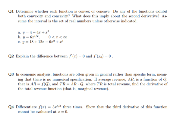 Solved Q1 Determine Whether Each Function Is Convex Or | Chegg.com